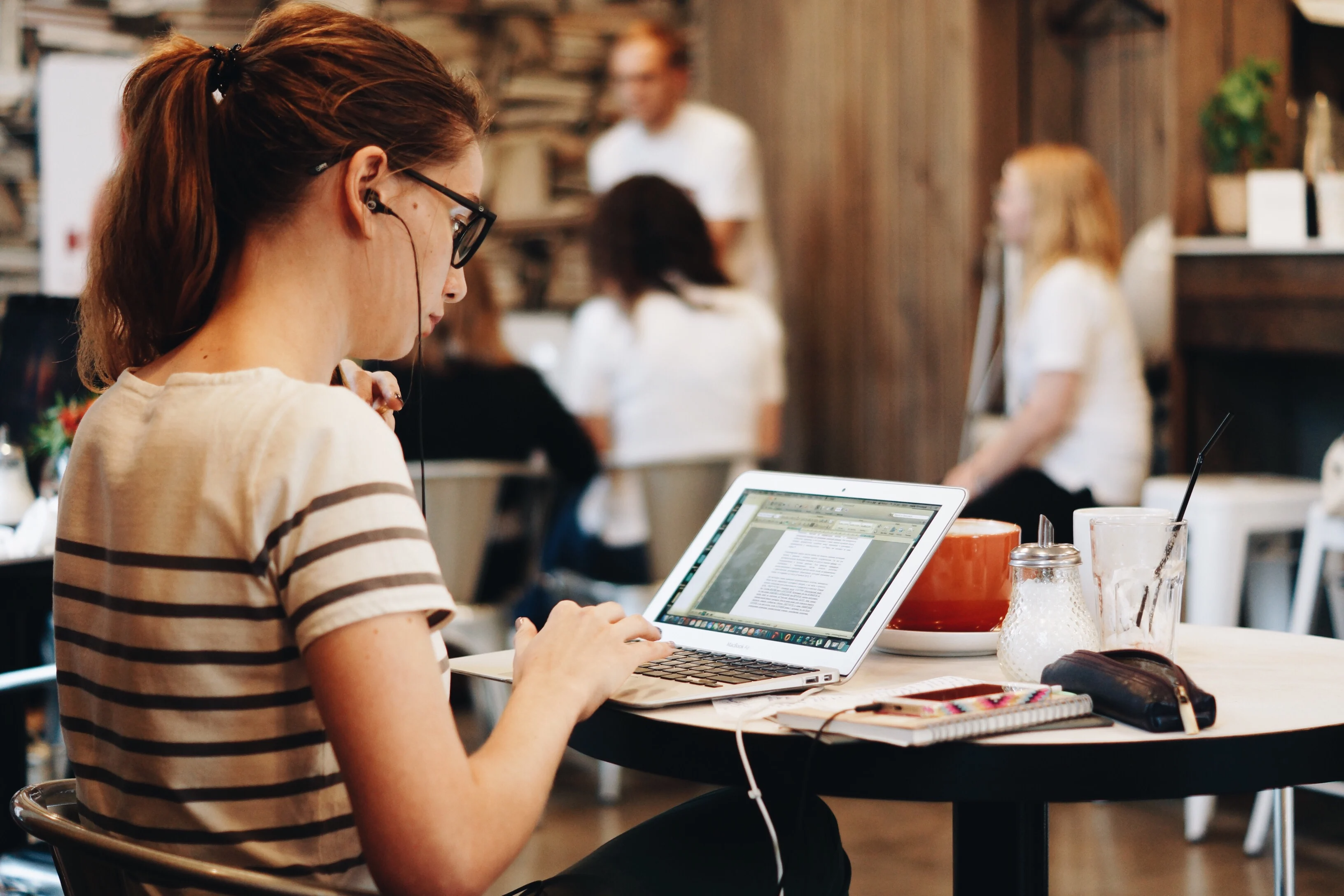 Girl working on a laptop